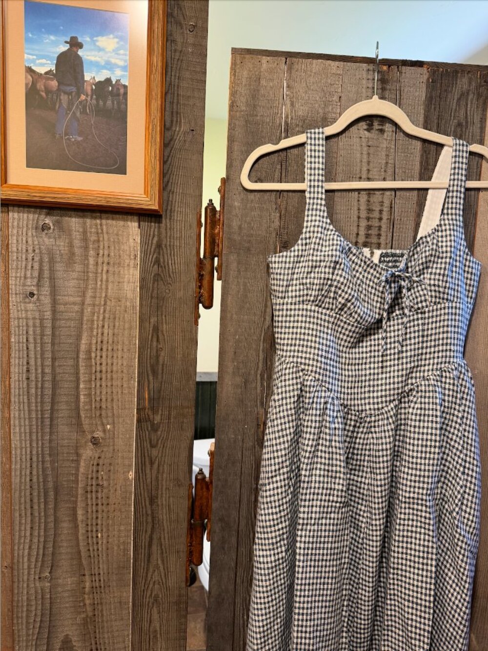 Reformation Balia Linen Dress - Slate Check - Picture 6 of 8